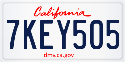 CA license plate 7KEY505
