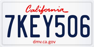 CA license plate 7KEY506