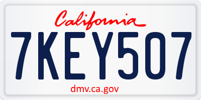 CA license plate 7KEY507