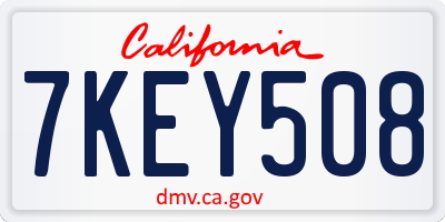CA license plate 7KEY508