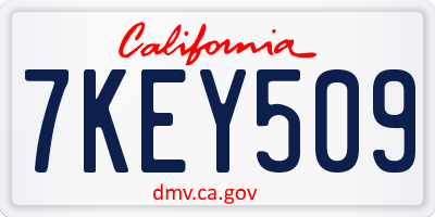 CA license plate 7KEY509