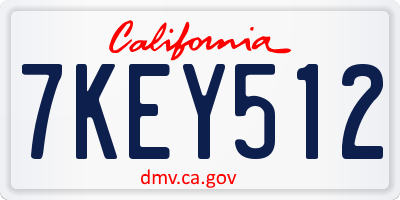 CA license plate 7KEY512