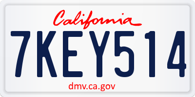 CA license plate 7KEY514