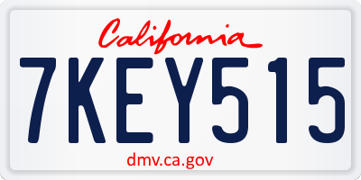 CA license plate 7KEY515