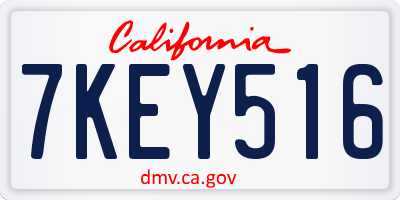 CA license plate 7KEY516