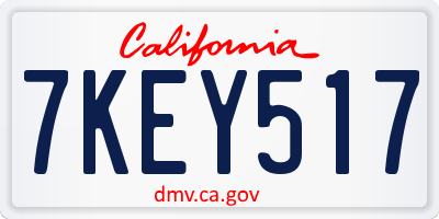 CA license plate 7KEY517