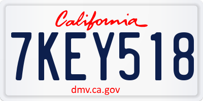 CA license plate 7KEY518