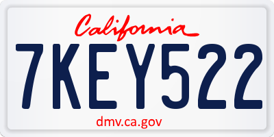 CA license plate 7KEY522