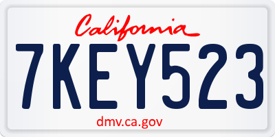 CA license plate 7KEY523