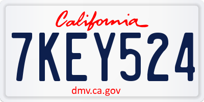 CA license plate 7KEY524