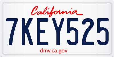CA license plate 7KEY525
