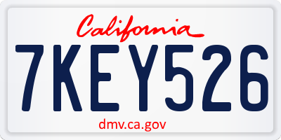 CA license plate 7KEY526
