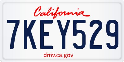 CA license plate 7KEY529