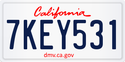 CA license plate 7KEY531