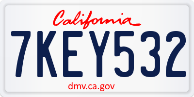 CA license plate 7KEY532