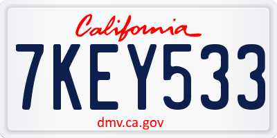 CA license plate 7KEY533