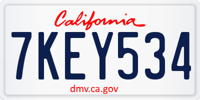 CA license plate 7KEY534