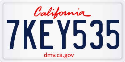 CA license plate 7KEY535