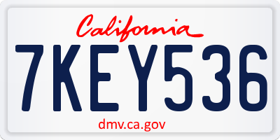 CA license plate 7KEY536