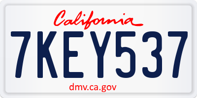 CA license plate 7KEY537