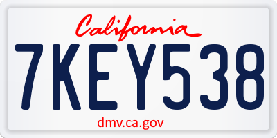 CA license plate 7KEY538