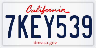 CA license plate 7KEY539