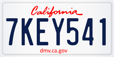 CA license plate 7KEY541