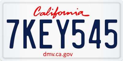 CA license plate 7KEY545