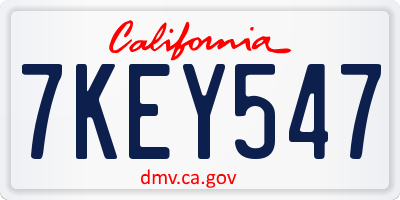 CA license plate 7KEY547