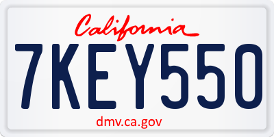 CA license plate 7KEY550