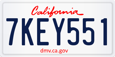 CA license plate 7KEY551