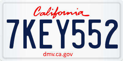 CA license plate 7KEY552