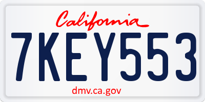 CA license plate 7KEY553