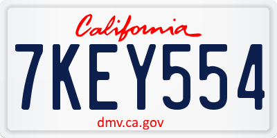 CA license plate 7KEY554