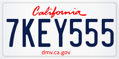 CA license plate 7KEY555
