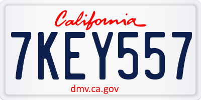 CA license plate 7KEY557