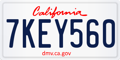 CA license plate 7KEY560
