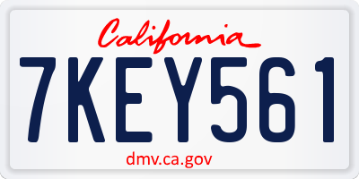 CA license plate 7KEY561