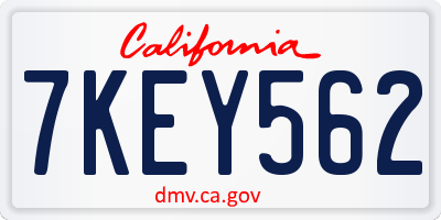 CA license plate 7KEY562