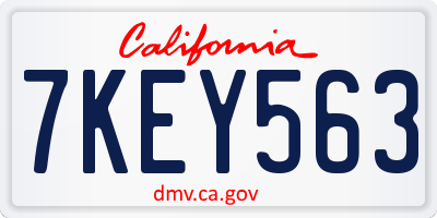 CA license plate 7KEY563