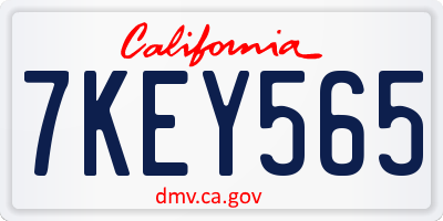 CA license plate 7KEY565