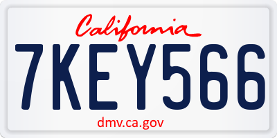 CA license plate 7KEY566