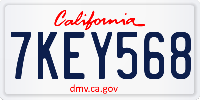 CA license plate 7KEY568