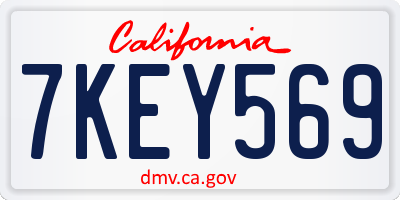 CA license plate 7KEY569