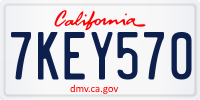 CA license plate 7KEY570