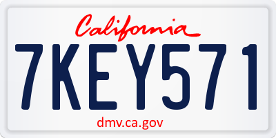 CA license plate 7KEY571