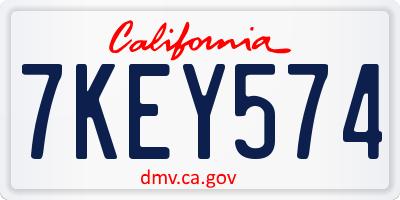 CA license plate 7KEY574