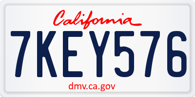 CA license plate 7KEY576