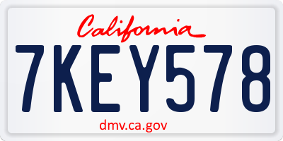 CA license plate 7KEY578