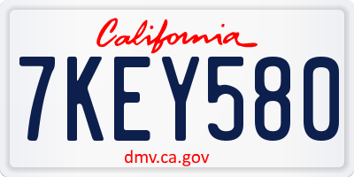 CA license plate 7KEY580